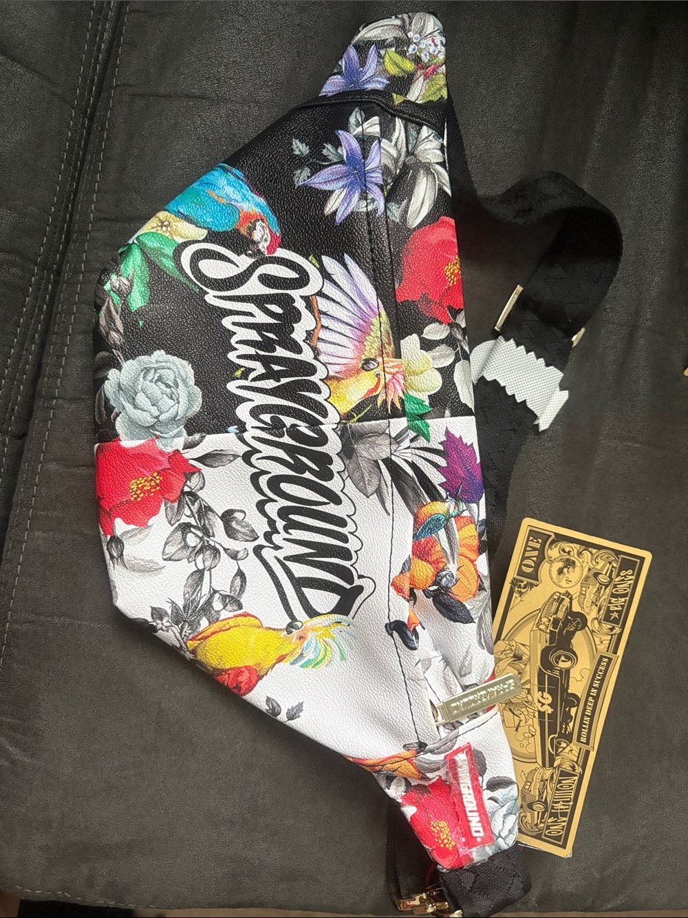 Sprayground Multicolor Floral Script Crossbody Waist Bag